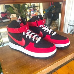 Mens NIKE Air Force 1 MID Black & Red Canvas Basketball Shoes